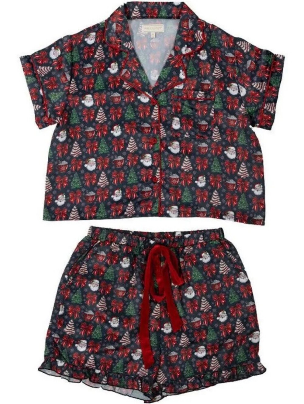 Simply Southern Navy Red Green Christmas Short Pajama Set